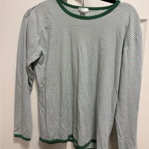 Women's Striped Pajama Top with Green Accents